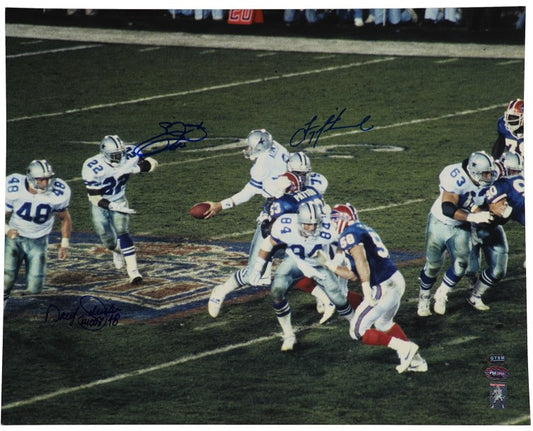 Troy Aikman / Emmitt Smith / Daryl Johnston Autographed Hand Signed 16x20 Team Photo - PSA COA