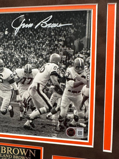 Jim Brown Autographed Hand Signed Custom Framed 8x10 Cleveland Browns Photo - Beckett COA