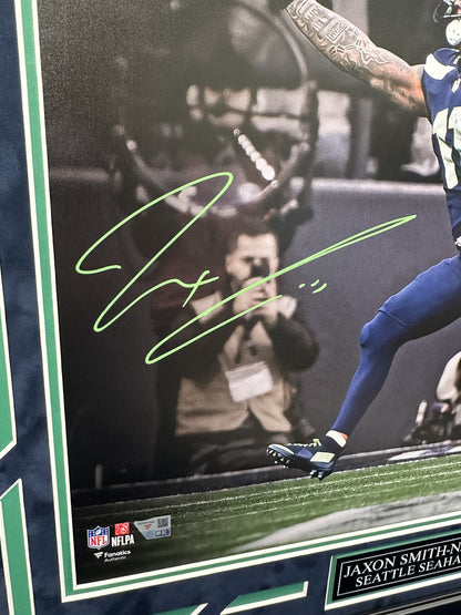Jaxon Smith-Njigba Autographed Hand Signed Custom Framed Seattle Seahawks 16x20 Photo - Fanatics COA