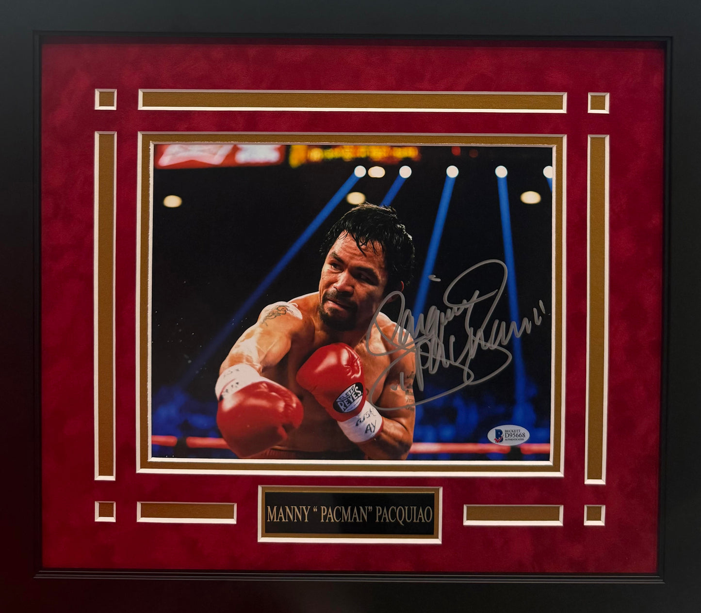 Manny Pacquiao Autographed Hand Signed Custom Framed 8x10 Photo - Beckett COA