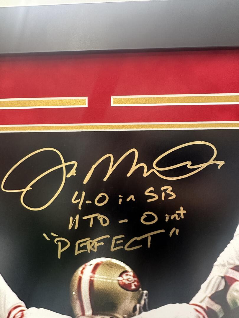 Joe Montana Autographed Hand Signed Custom Framed SF 49ers 16x20 Photo - PSA/DNA COA