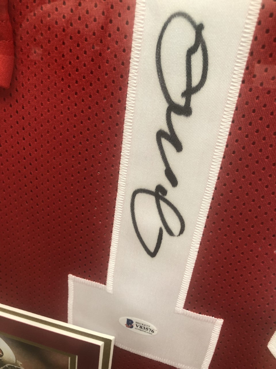 Joe Montana Autographed Hand Signed Custom Framed 49ers Jersey - Beckett COA