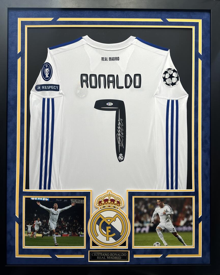 Cristiano Ronaldo Autographed Hand Signed Custom Framed Real Madrid Jersey - Beckett COA