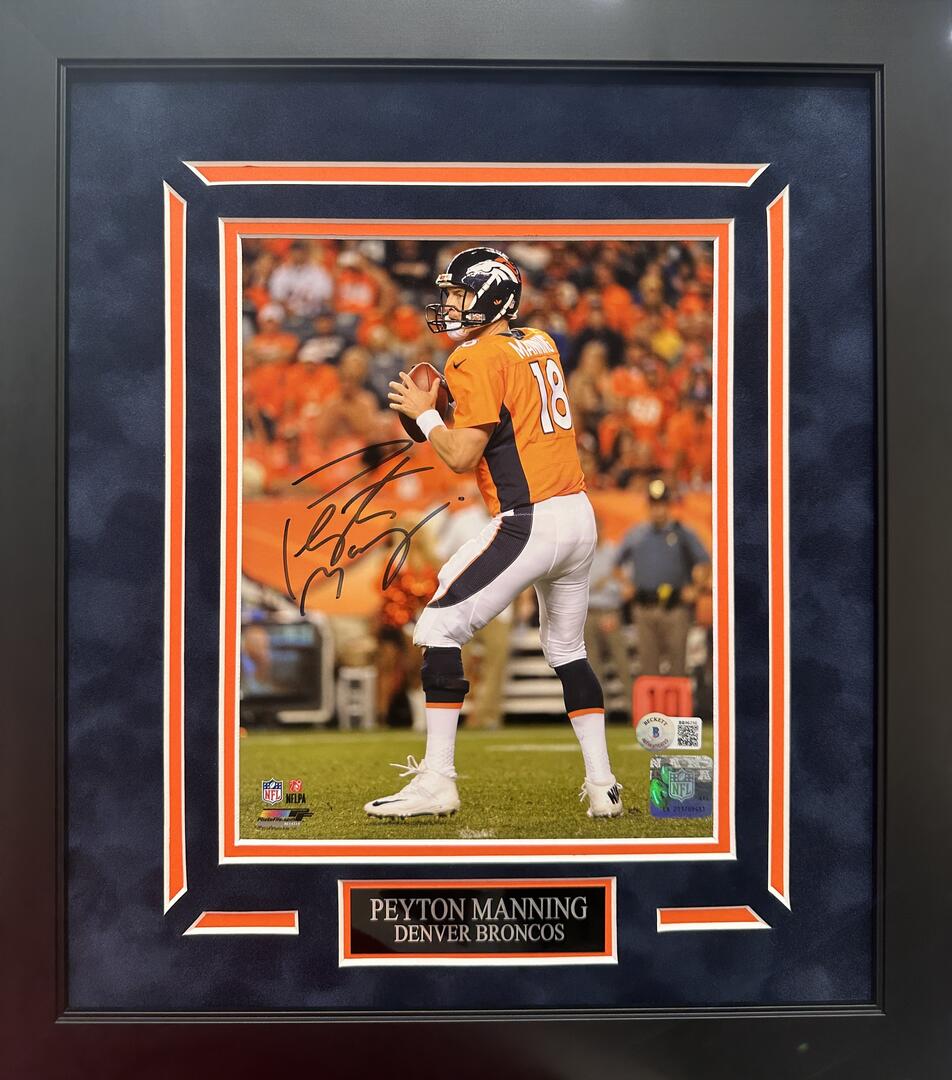 Peyton Manning Autographed Hand Signed Custom Framed 8x10 Denver Broncos Photo - Beckett COA