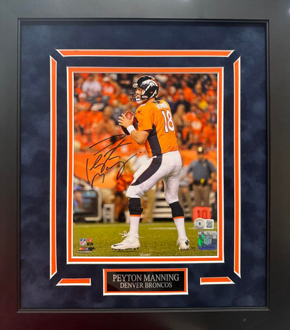 Peyton Manning Autographed Hand Signed Custom Framed 8x10 Denver Broncos Photo - Beckett COA