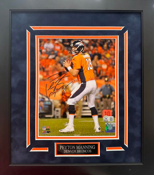 Peyton Manning Autographed Hand Signed Custom Framed 8x10 Denver Broncos Photo - Beckett COA