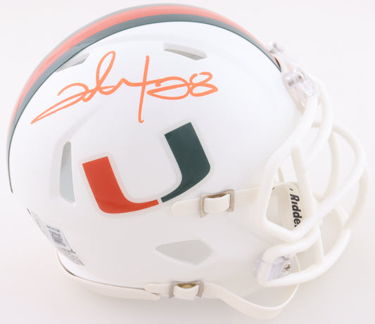 Clinton Portis Autographed Hand Signed Miami Hurricanes Mini Helmet - Beckett COA