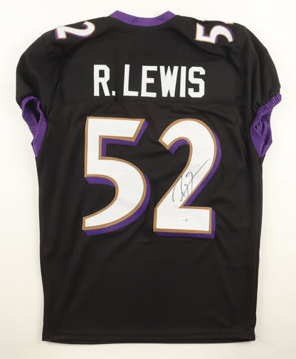 Ray Lewis Autographed Hand Signed Custom Baltimore Ravens Jersey - JSA COA