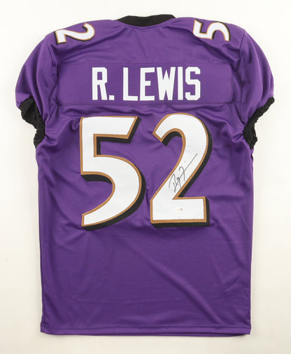 Ray Lewis Autographed Hand Signed Custom Baltimore Ravens Jersey - JSA COA