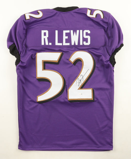 Ray Lewis Autographed Hand Signed Custom Baltimore Ravens Jersey - JSA COA