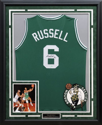 Bill Russell Autographed Hand Signed Custom Framed Boston Celtics Jersey - JSA LOA