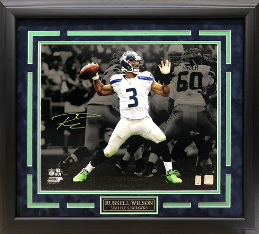 Russell Wilson Autographed Hand Signed Custom Framed 16x20 Seattle Seahawks Photo