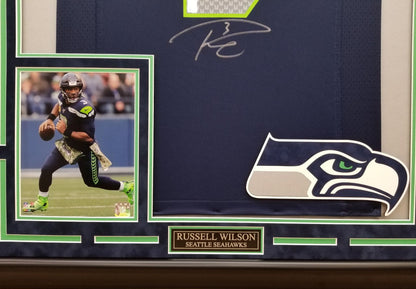 Russell Wilson Autographed Hand Signed Custom Framed Seattle Seahawks Jersey