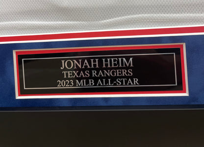 Jonah Heim Autographed Hand Signed Custom Framed Texas Rangers Jersey - JSA COA