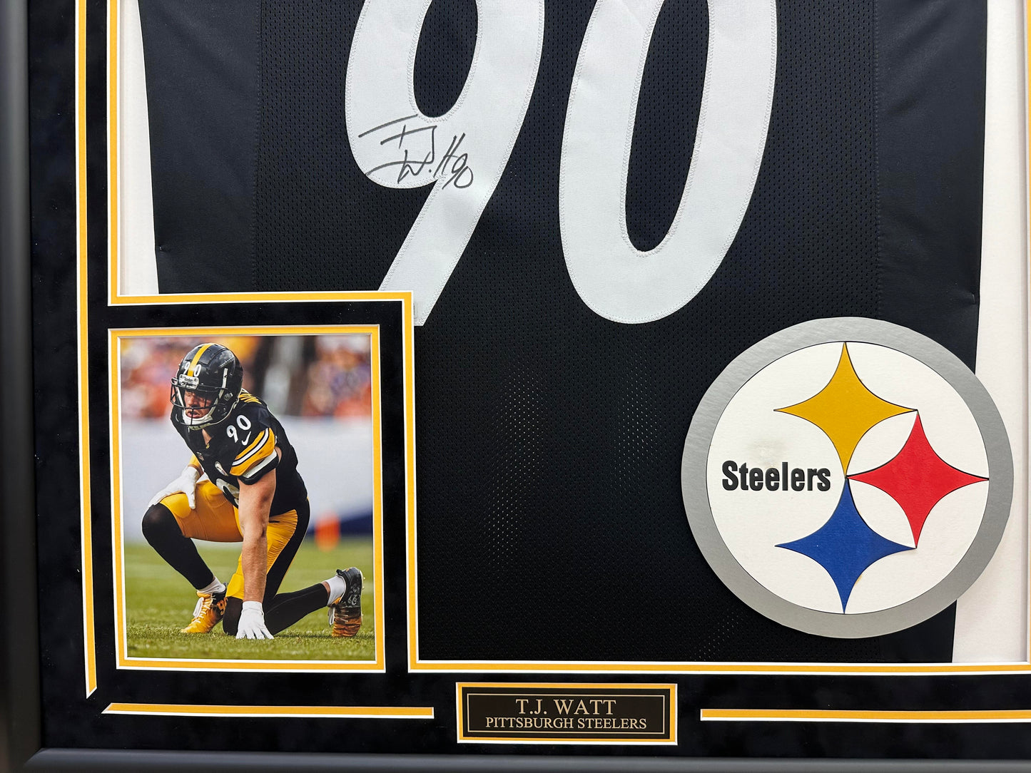 TJ Watt Autographed Hand Signed Custom Framed Pittsburgh Steelers Jersey - Beckett COA