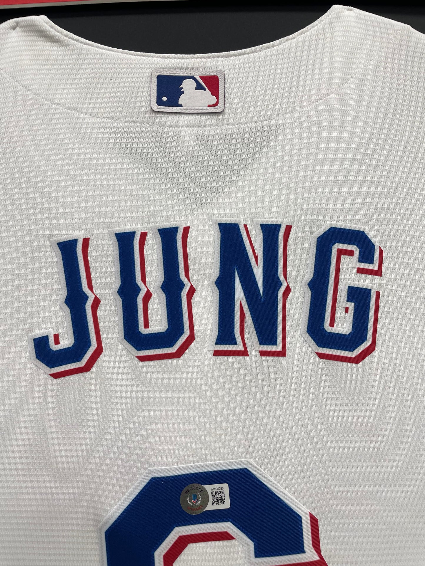 Josh Jung Autographed Hand Signed Custom Framed Texas Rangers Jersey - Beckett COA