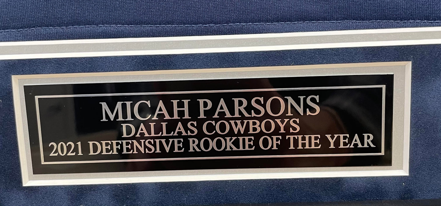 Micah Parsons Autographed Hand Signed Custom Framed Dallas Cowboys Jersey - Fanatics COA