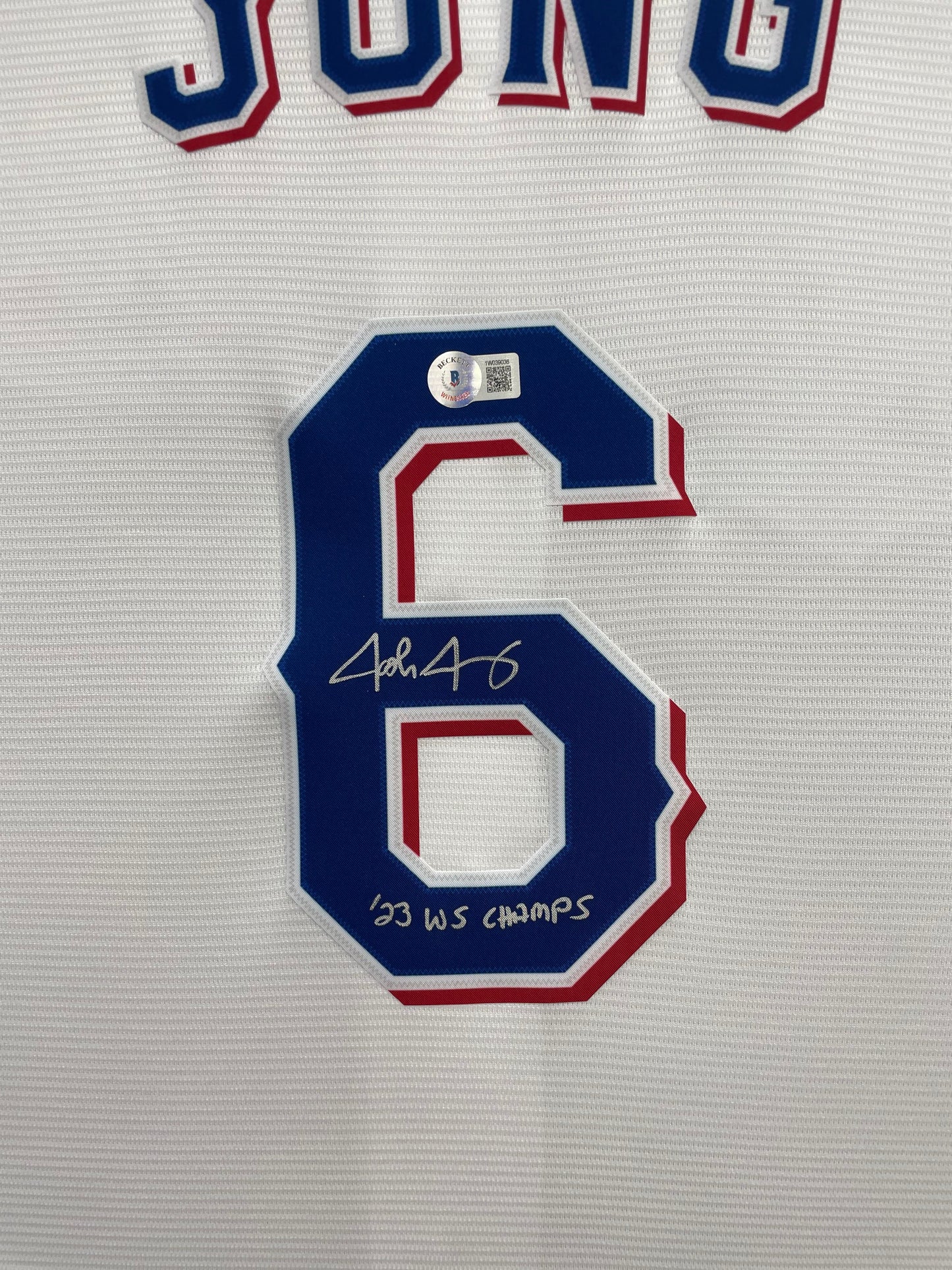 Josh Jung Autographed Hand Signed Custom Framed Texas Rangers Jersey - Beckett COA