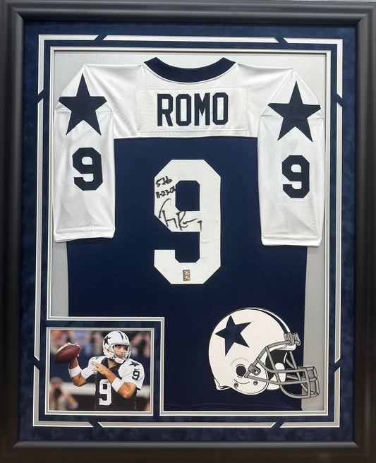 Tony Romo Autographed Hand Signed Custom Framed Dallas Cowboys Jersey