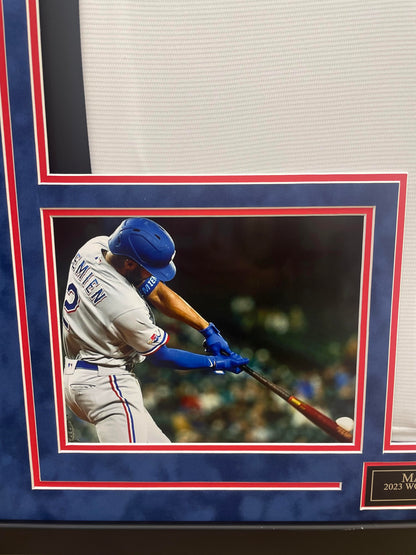 Marcus Semien Autographed Hand Signed Custom Framed Rangers Jersey - Beckett COA