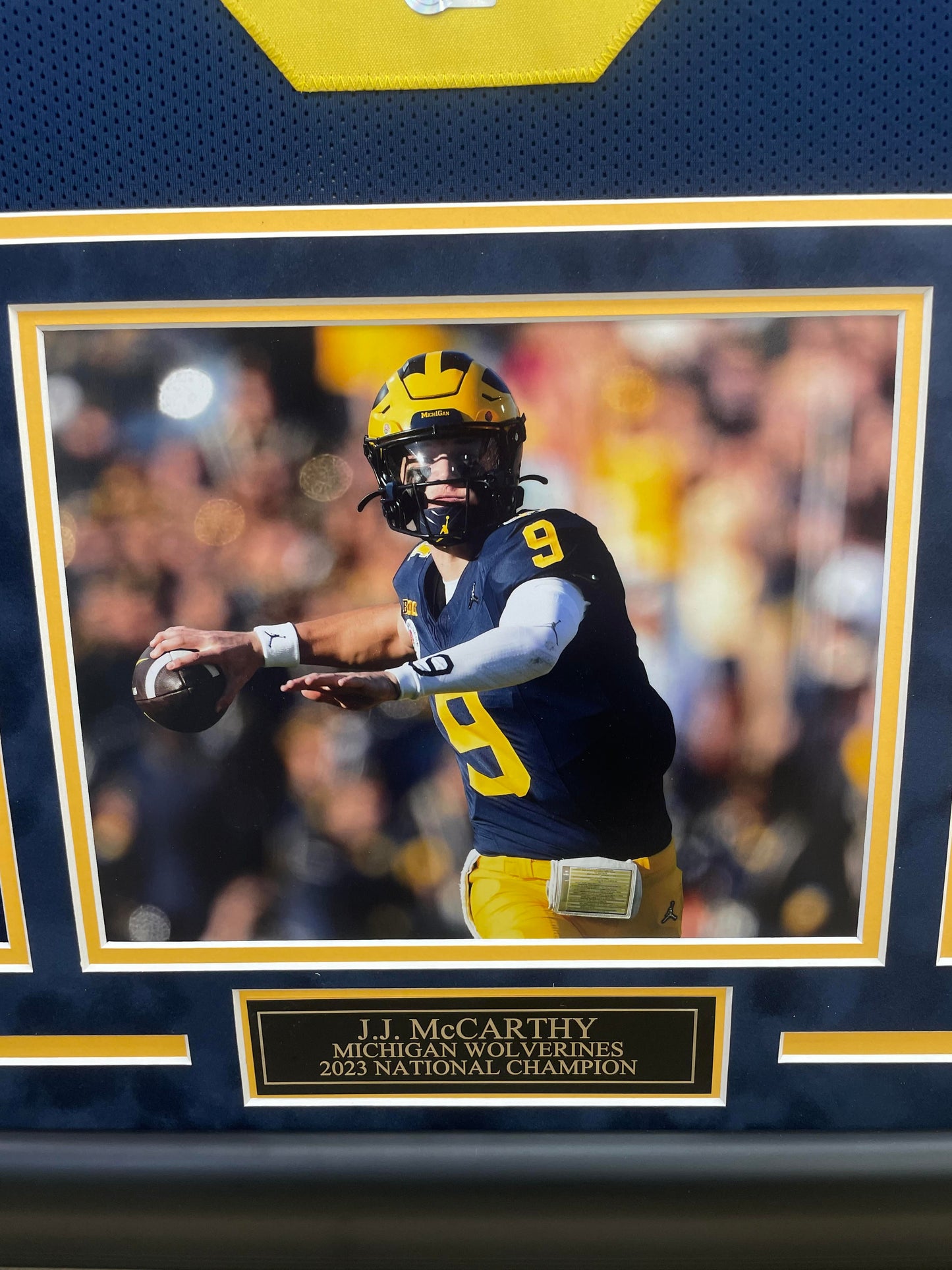 J.J. McCarthy Autographed Hand Signed Custom Framed Michigan Wolverines Jersey - JSA COA