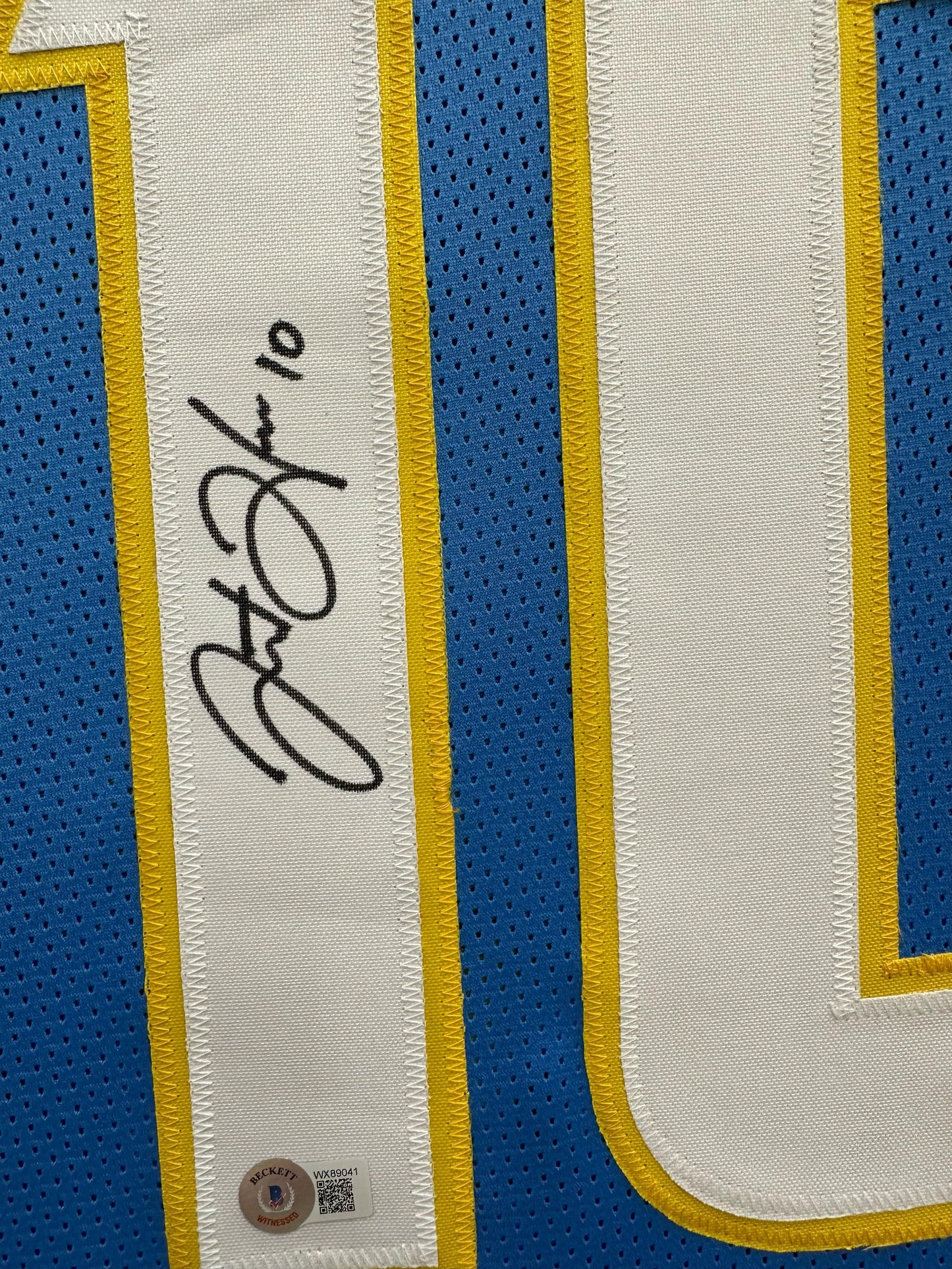 Justin Herbert Autographed Hand Signed Custom Framed Los Angeles Chargers Jersey - Beckett COA