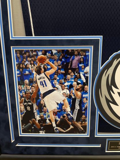 Dirk Nowitzki Autographed Hand Signed Custom Framed Dallas Mavericks Jersey - Beckett COA