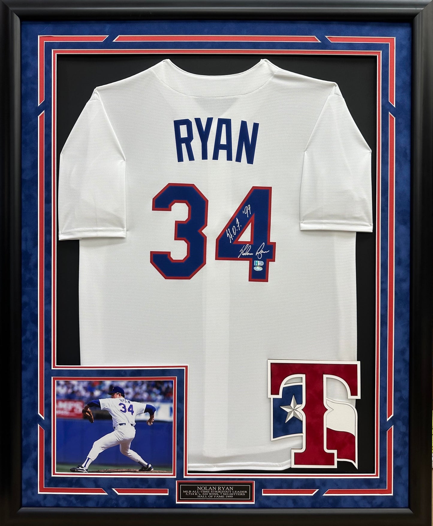 Nolan Ryan Autographed Hand Signed Custom Framed Texas Rangers Jersey