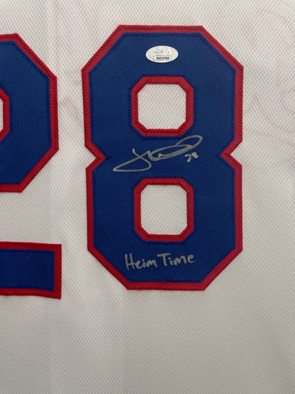 Jonah Heim Autographed Hand Signed Custom Framed Texas Rangers Jersey - JSA COA