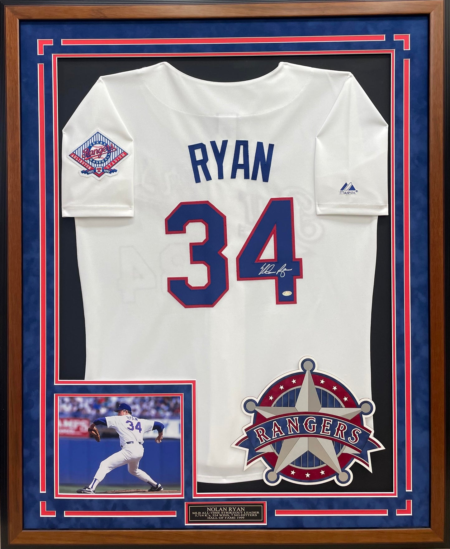 Nolan Ryan Autographed Hand Signed Custom Framed Texas Rangers Jersey - Nolan Ryan Holo