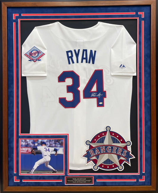 Nolan Ryan Autographed Hand Signed Custom Framed Texas Rangers Jersey - Nolan Ryan Holo