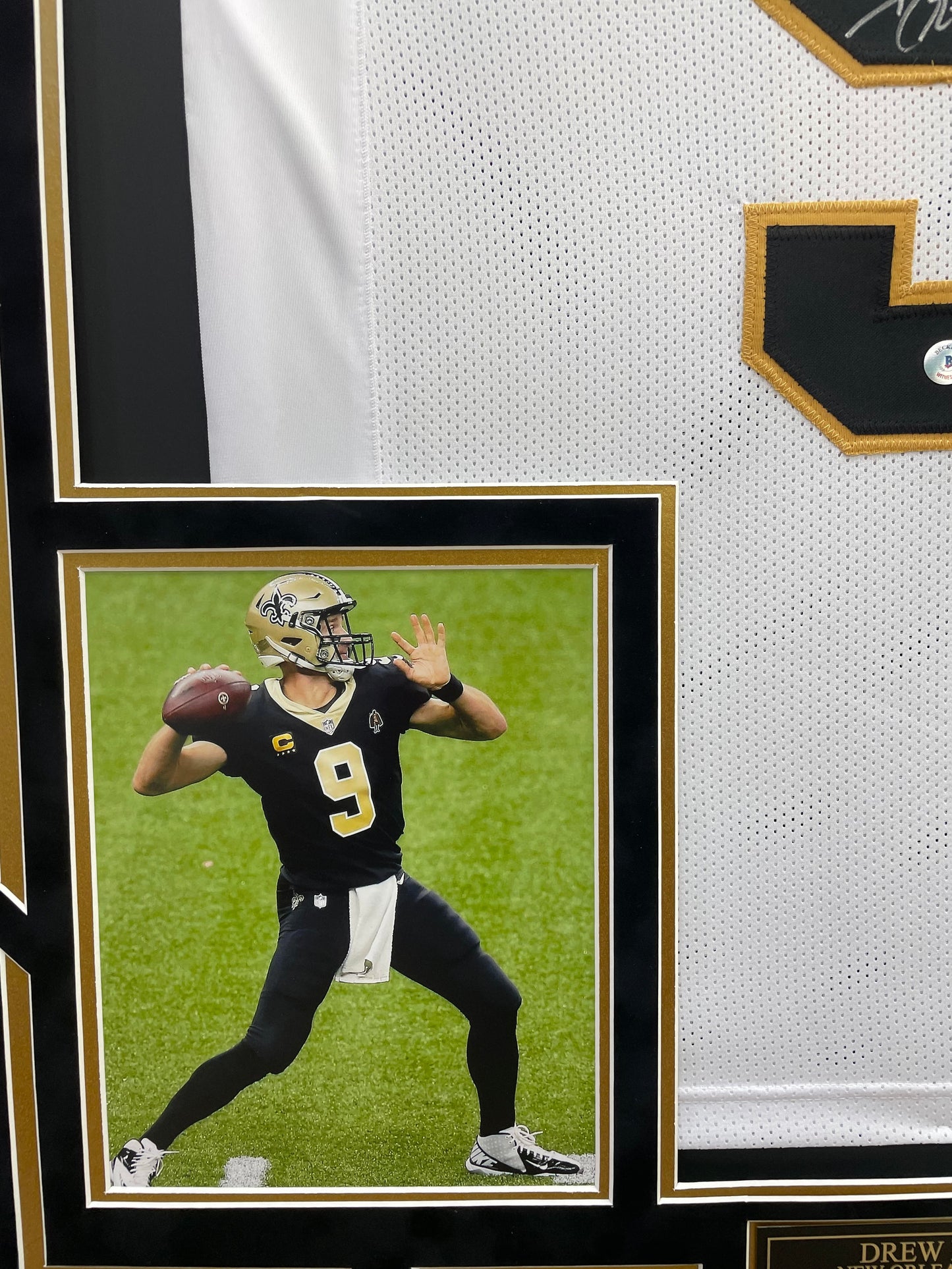 Drew Brees Autographed Hand Signed Custom Framed New Orleans Saints Jersey - Beckett COA