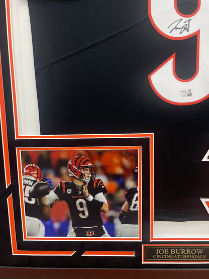 Joe Burrow Autographed Hand Signed Custom Framed Cincinnati Bengals Jersey - Fanatics COA