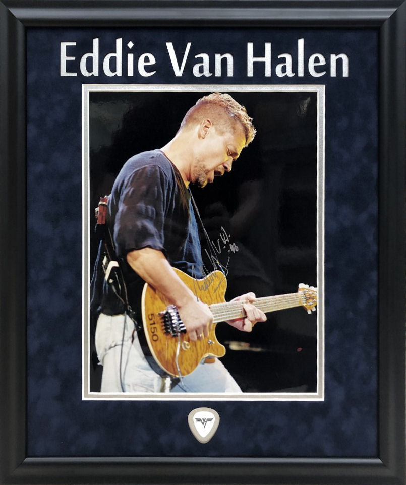 Eddie Van Halen Autographed Hand Signed Custom Framed 11x14 Photo - Beckett COA