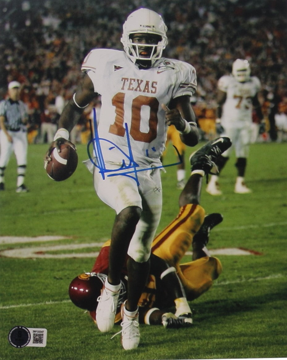 Vince Young Autographed Hand Signed 8x10 Texas Longhorns Photo - Beckett COA
