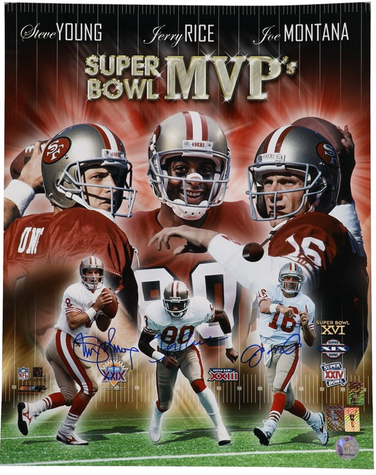 Steve Young / Jerry Rice / Joe Montana Autographed Hand Signed 16x20 Team Photo - Player Holo